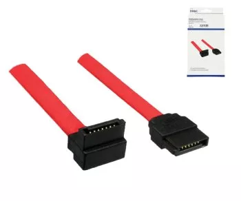 Cavo DINIC S-ATA 1, 2, 3, da S-ATA diritto a S-ATA 90° ad angolo retto, scatola DINIC con foro Euro, 0,50 m